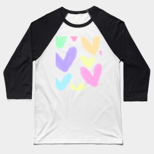 Colorful heart watercolor abstract texture Baseball T-Shirt